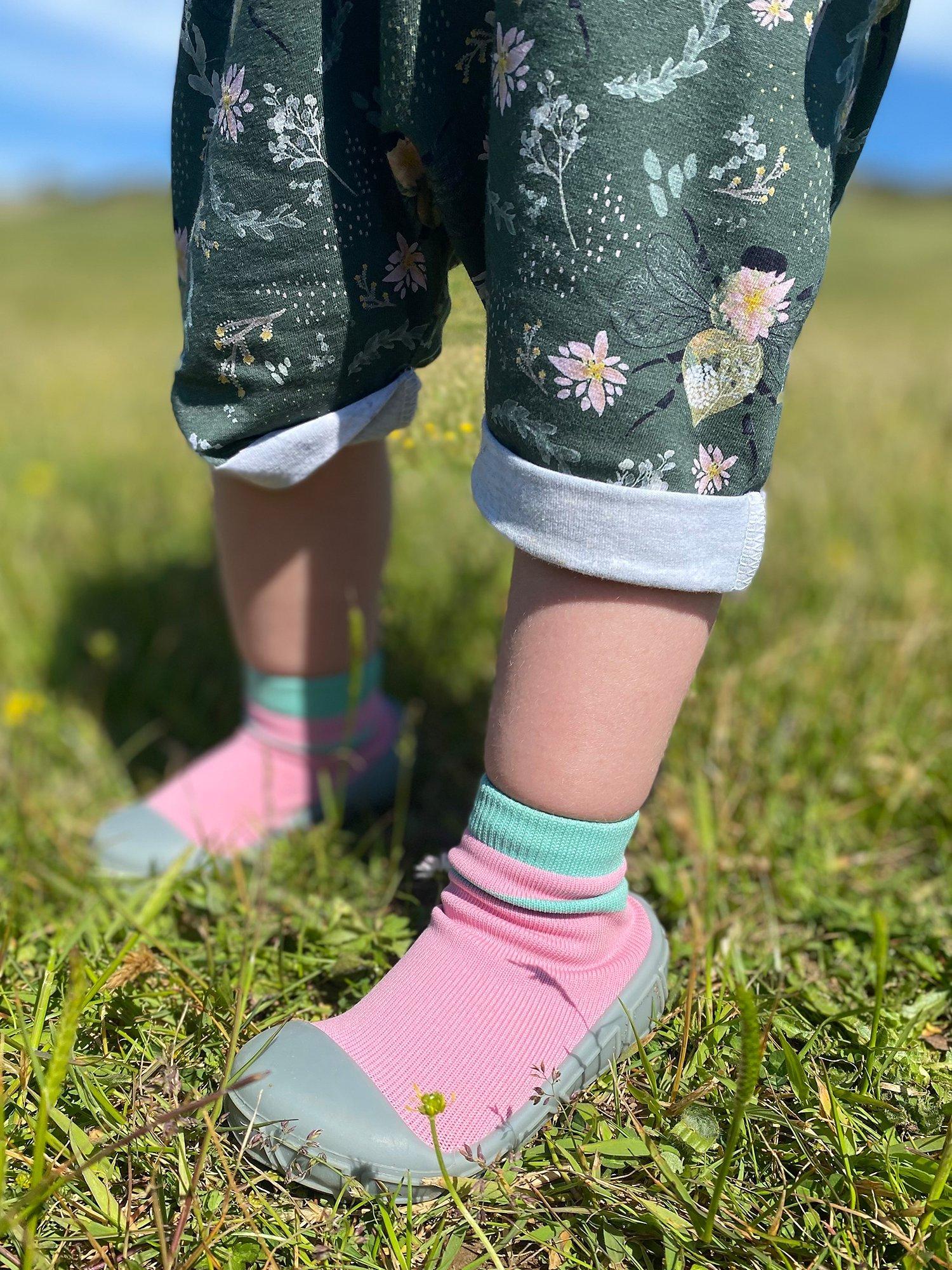 Product image 1 of 6, which shows Turtl Kids' Recycled Indoor Outdoor Sock Shoes, Pink, 2-3