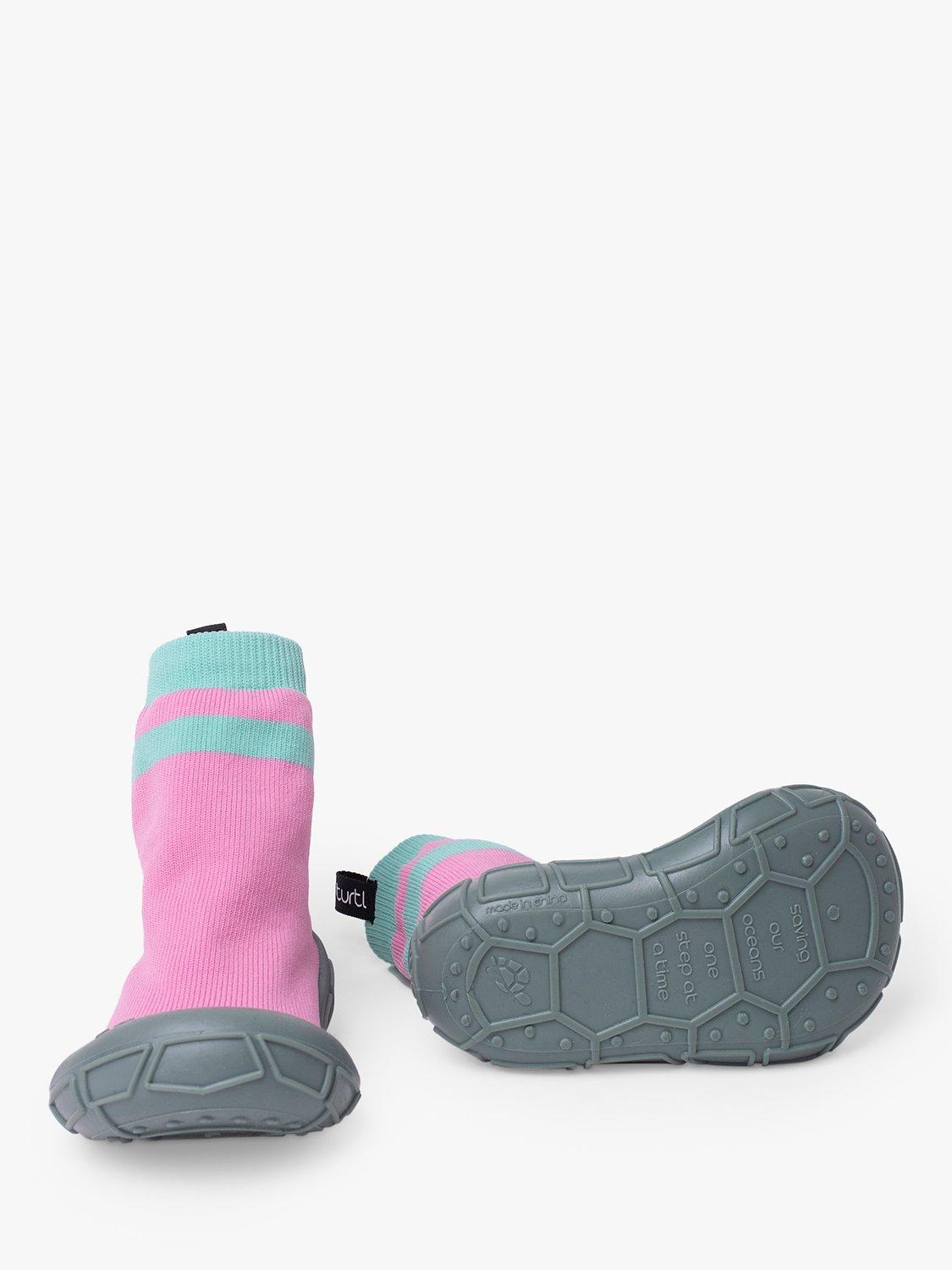 Product image 4 of 6, which shows Turtl Kids' Recycled Indoor Outdoor Sock Shoes, Pink, 2-3