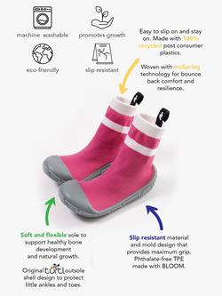 Turtl Kids' Recycled Indoor Outdoor Sock Shoes - view 2, Raspberry