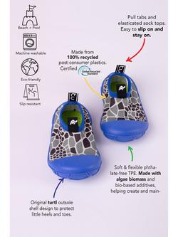 Turtl Kids' Recycled Aqua Slip On Shoes, Blue/Grey - view 2, Blue/Grey