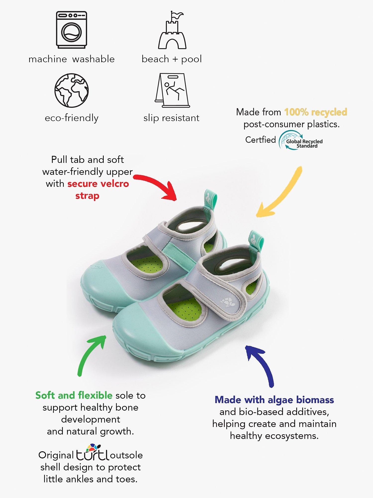 Product image 2 of 6, which shows Turtl Kids' Sports Sandal, Silver/Aqua, 2-3