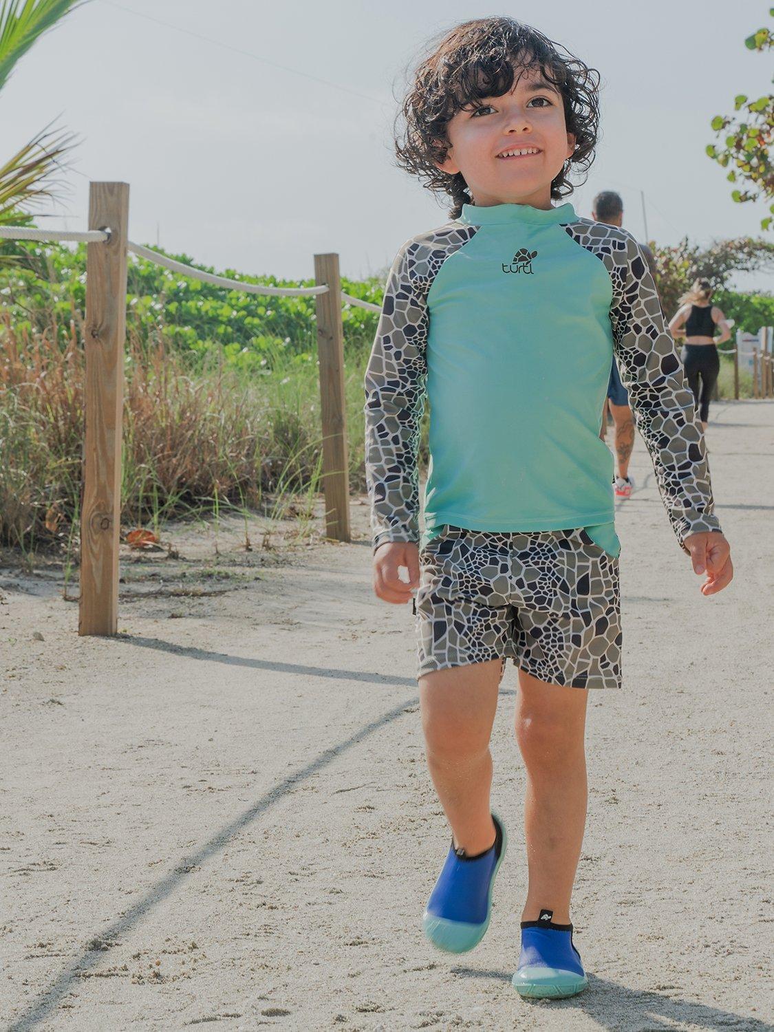 Product image 1 of 3, which shows Turtl Kids' Recycled Long Sleeve Swim Set, Aqua, 1-2 years
