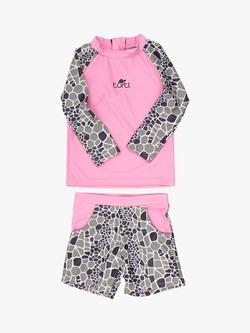 Turtl Kids' Recycled Long Sleeve Swim Set, Pink/Multi