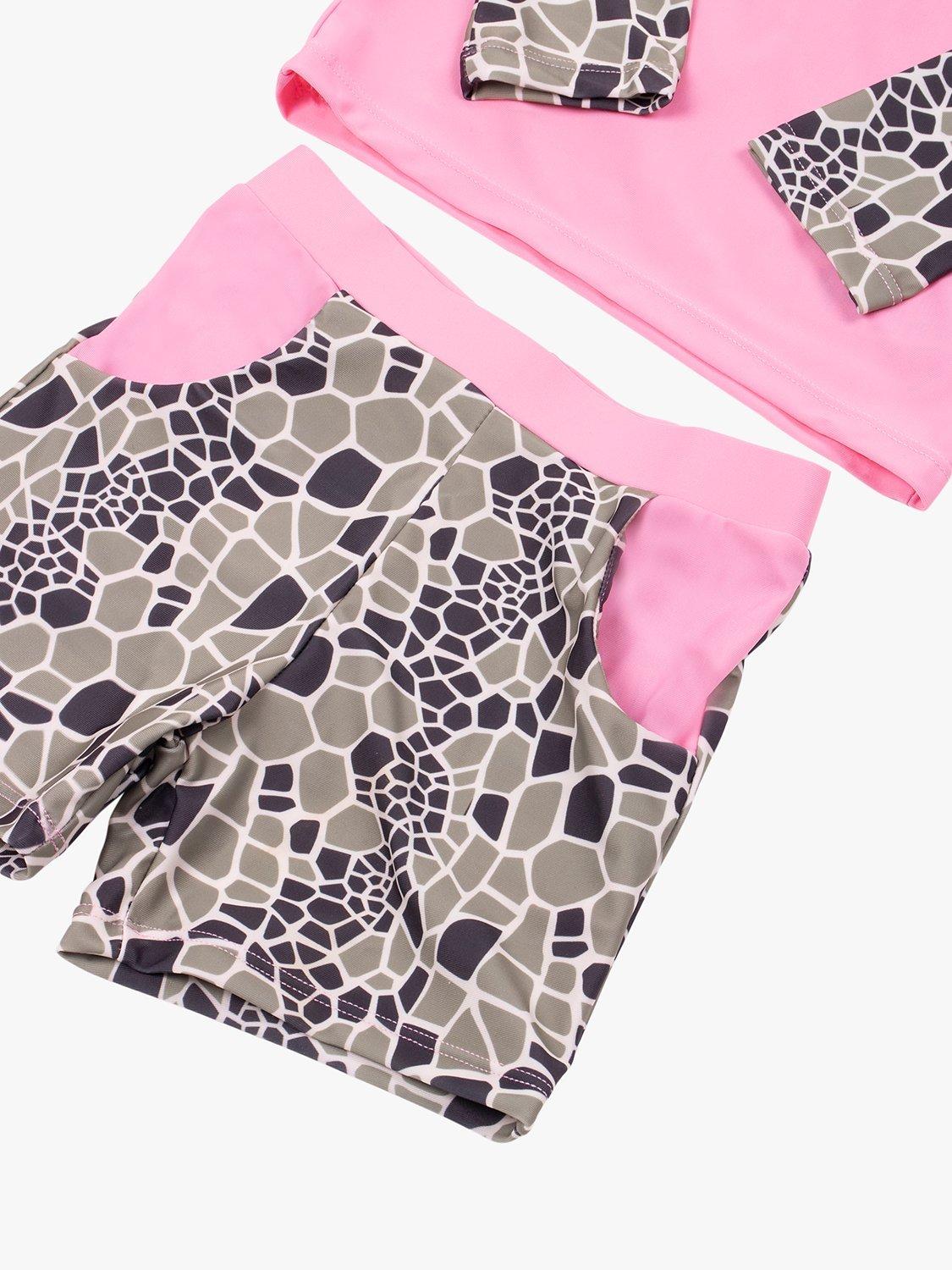 Product image 3 of 3, which shows Turtl Kids' Recycled Long Sleeve Swim Set, Pink/Multi, 1-2 years