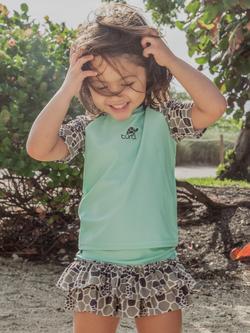 Turtl Kids' Recycled Ruffle Swim Set, Aqua