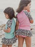 Turtl Kids' Recycled Ruffle Swim Set, Aqua