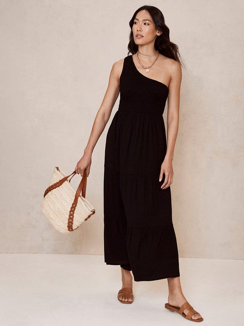 Mint Velvet One Shoulder Maxi Dress, Black