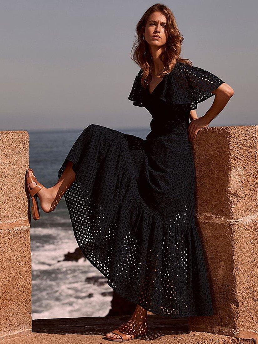 Mint Velvet Broderie Maxi Dress, Navy