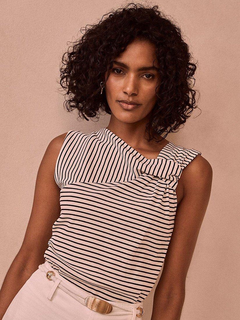 Mint Velvet Stripe Twist Knot Top, Multi