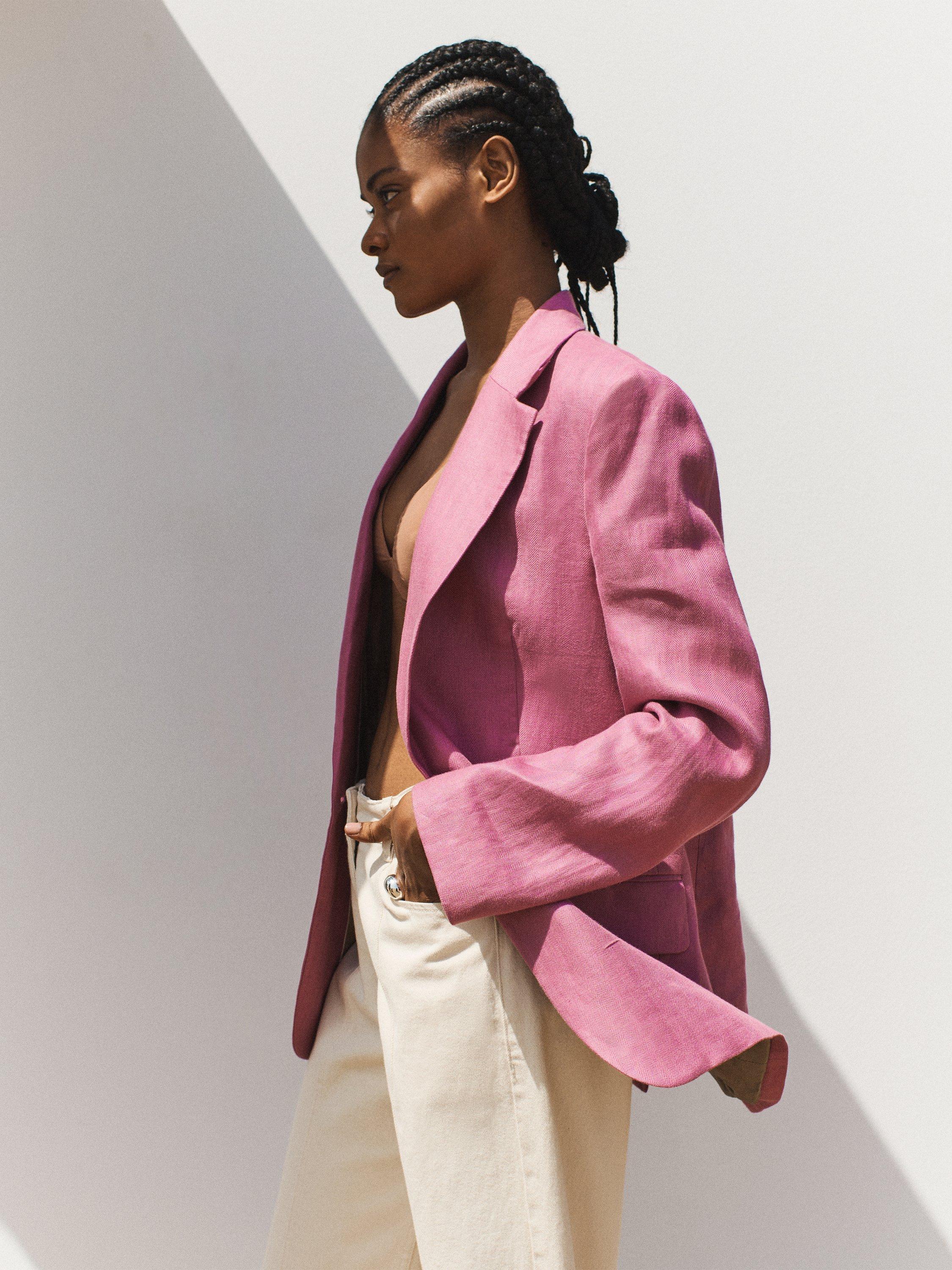 Jigsaw Gibson Linen Blazer, Pink