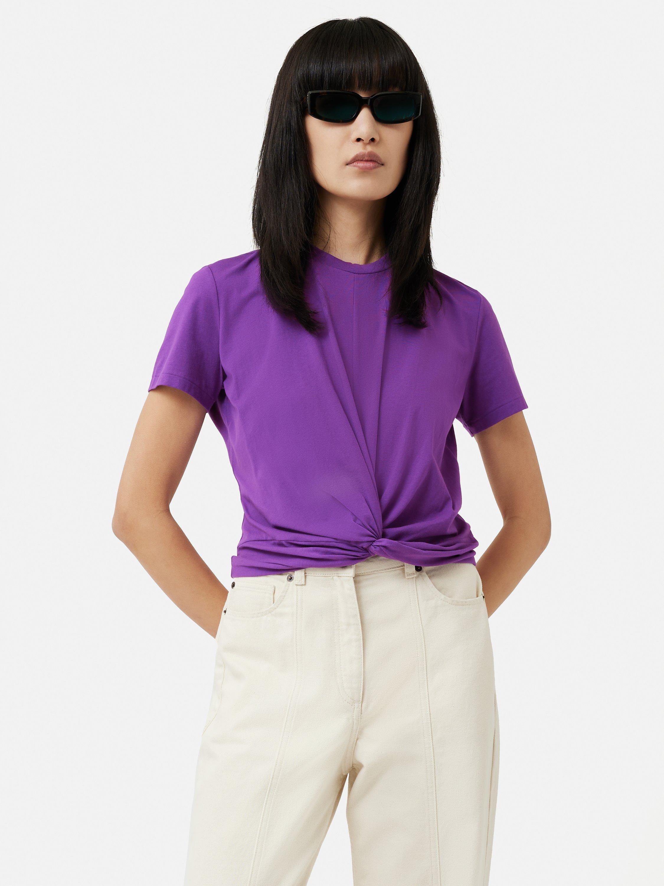 Jigsaw Supima Cotton Knotted T-Shirt, Purple