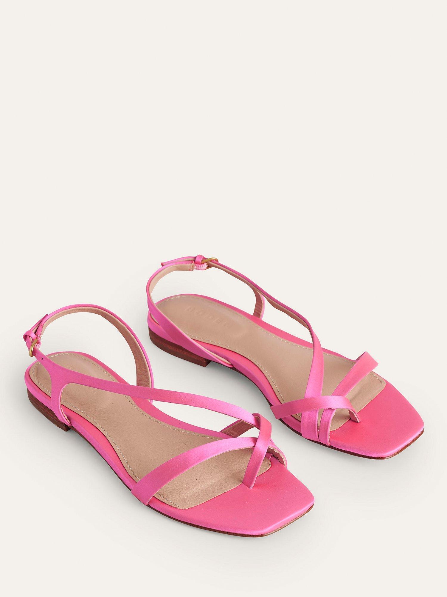 Boden Toe Loop Satin Flat Sandals, Festival Pink