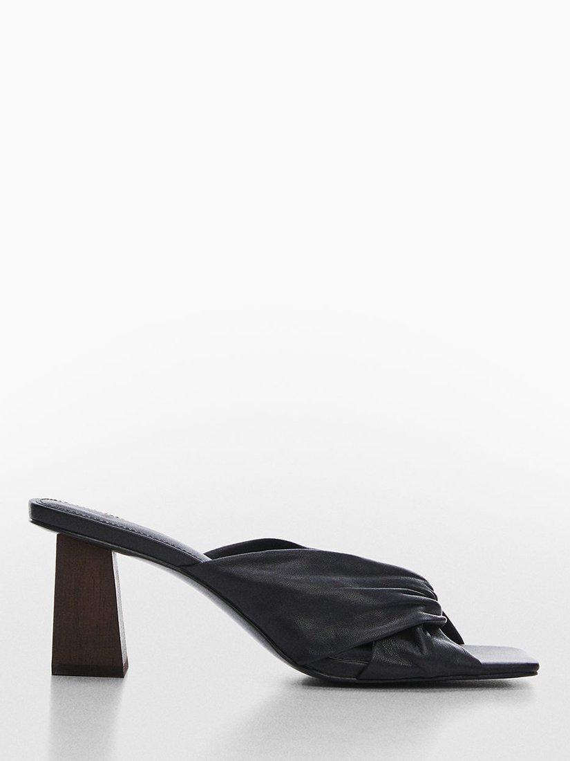 Mango Kurku Leather Wrap Sandals, Black