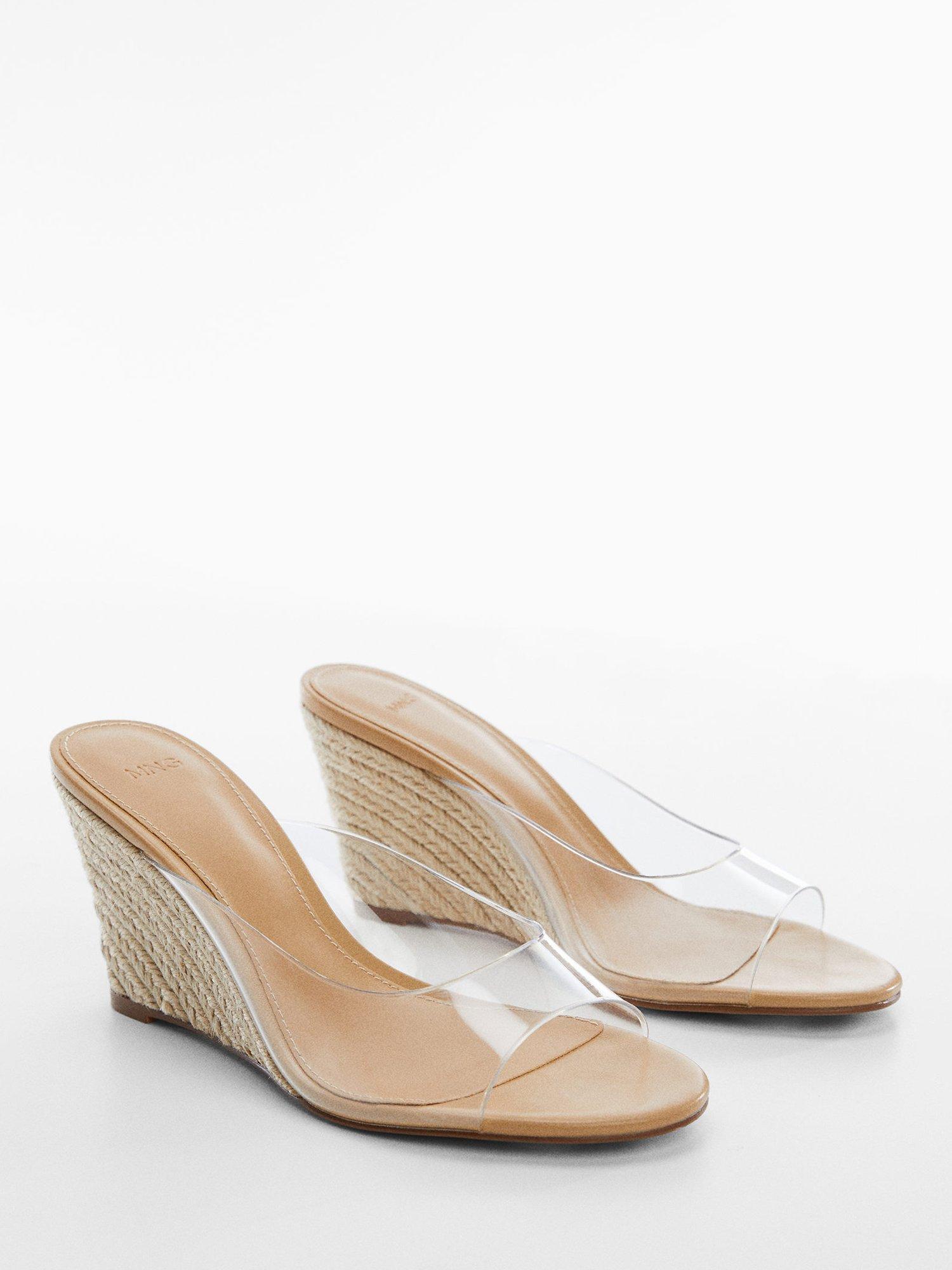 Mango Mina Transparent Vinyl Wedge Sandals, Light Beige