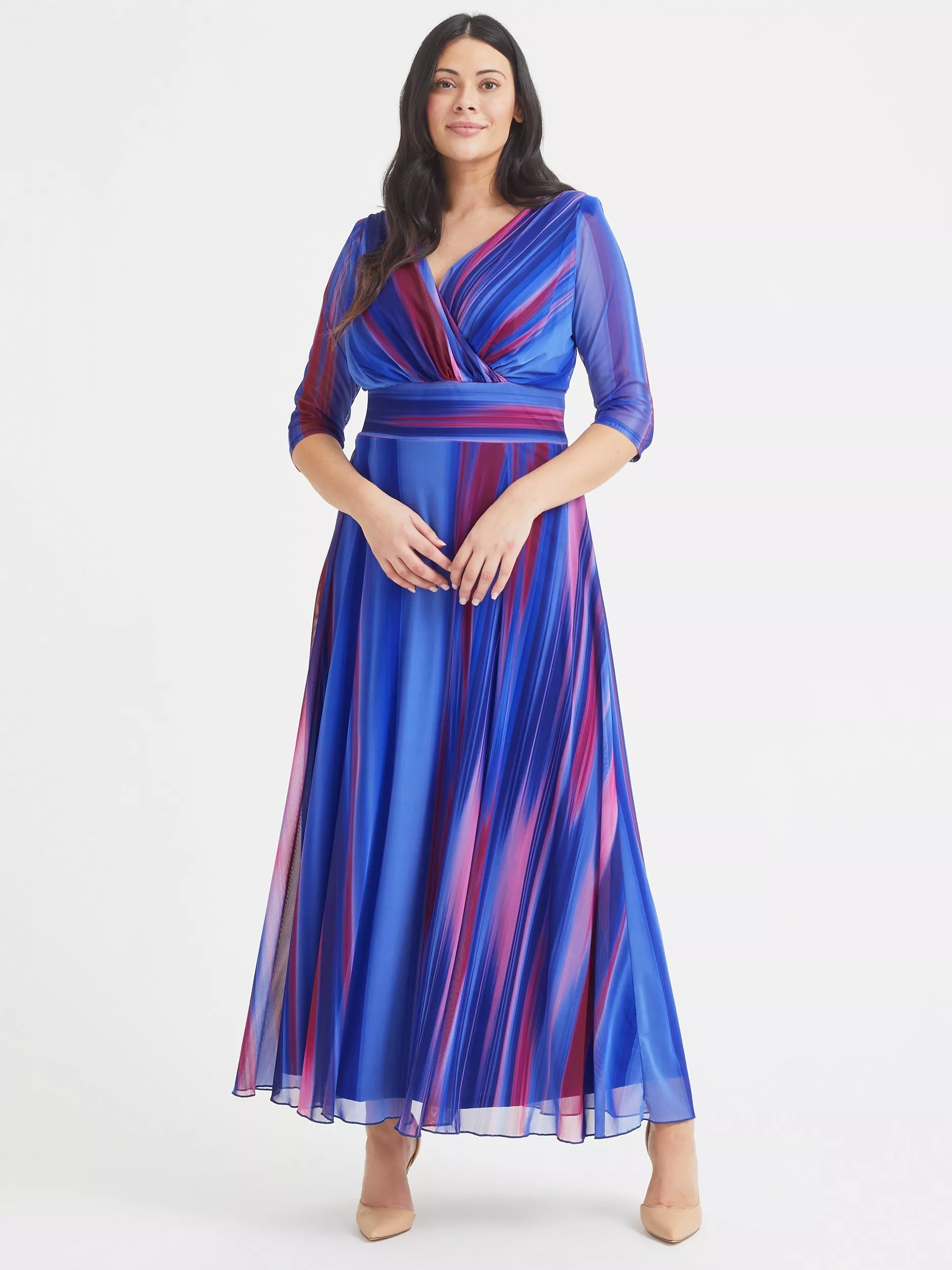 Scarlett & Jo Verity Blue Ikat Gown Dress, Blue