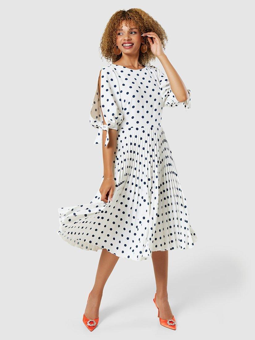 Closet London Split Sleeve Pleated A-Line Dress, Ivory