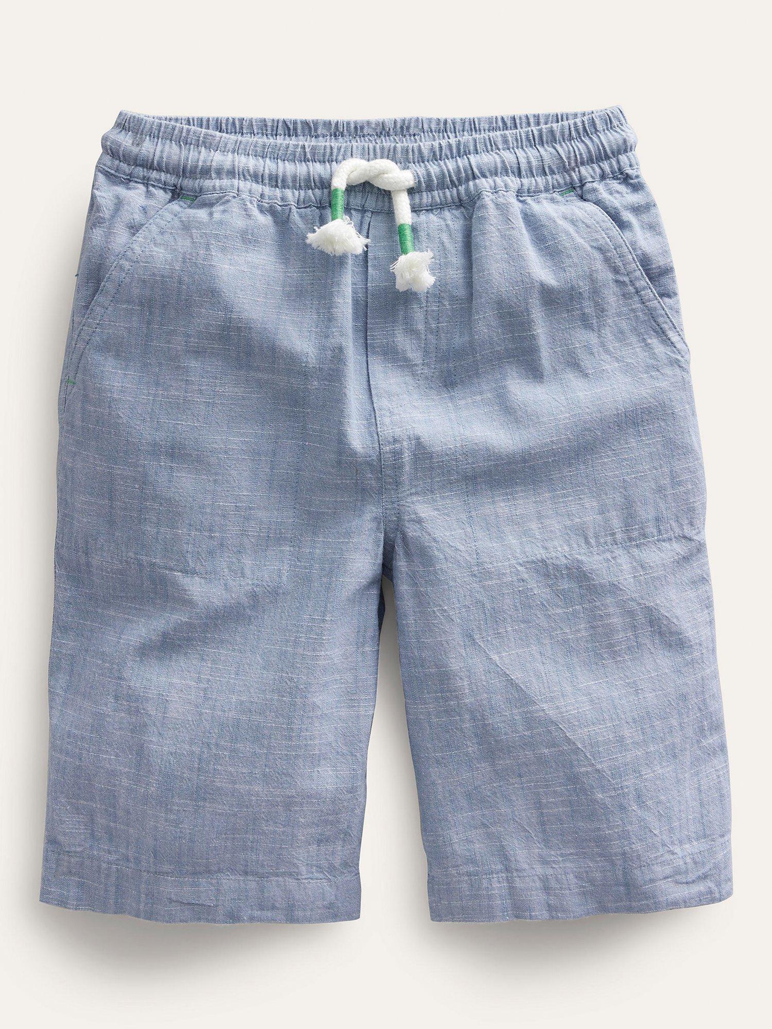 Mini Boden Kids' Cotton Baggies Shorts, Pebble Blue Chambray