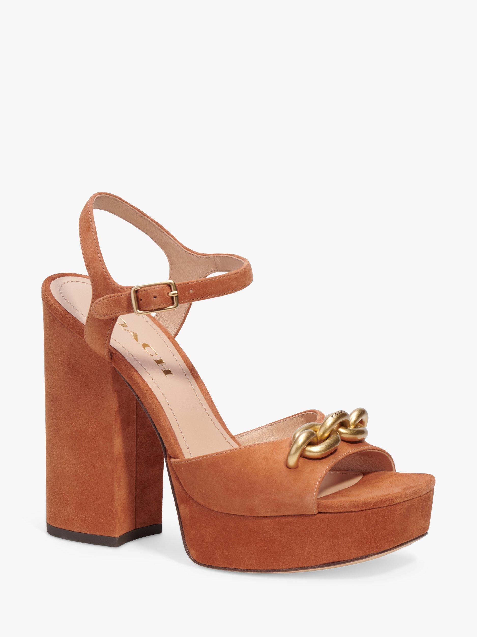 Coach Nicolette Leather Platform Chain Sandals, Burnished Amber