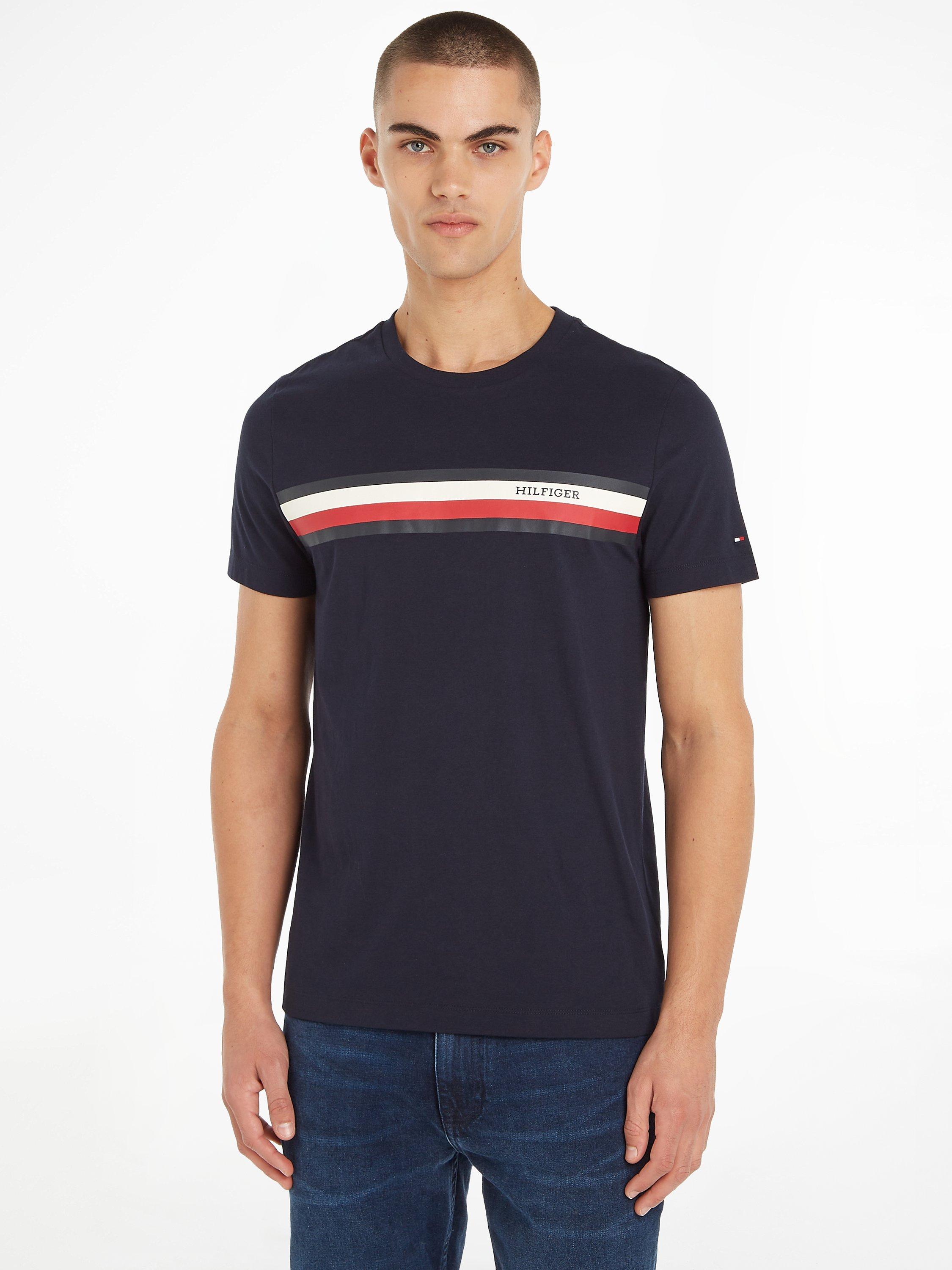Tommy Hilfiger Logo Embroidered Stripe Organic Cotton T-Shirt
