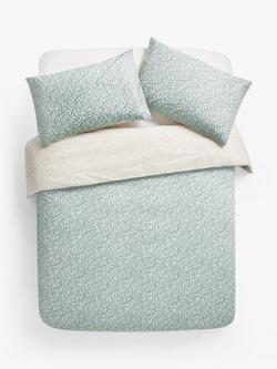 John Lewis Mila Reversible Duvet Cover Set, Green/Natural