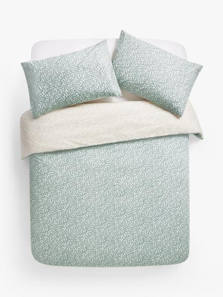 John Lewis Mila Reversible Duvet Cover Set, Green/Natural