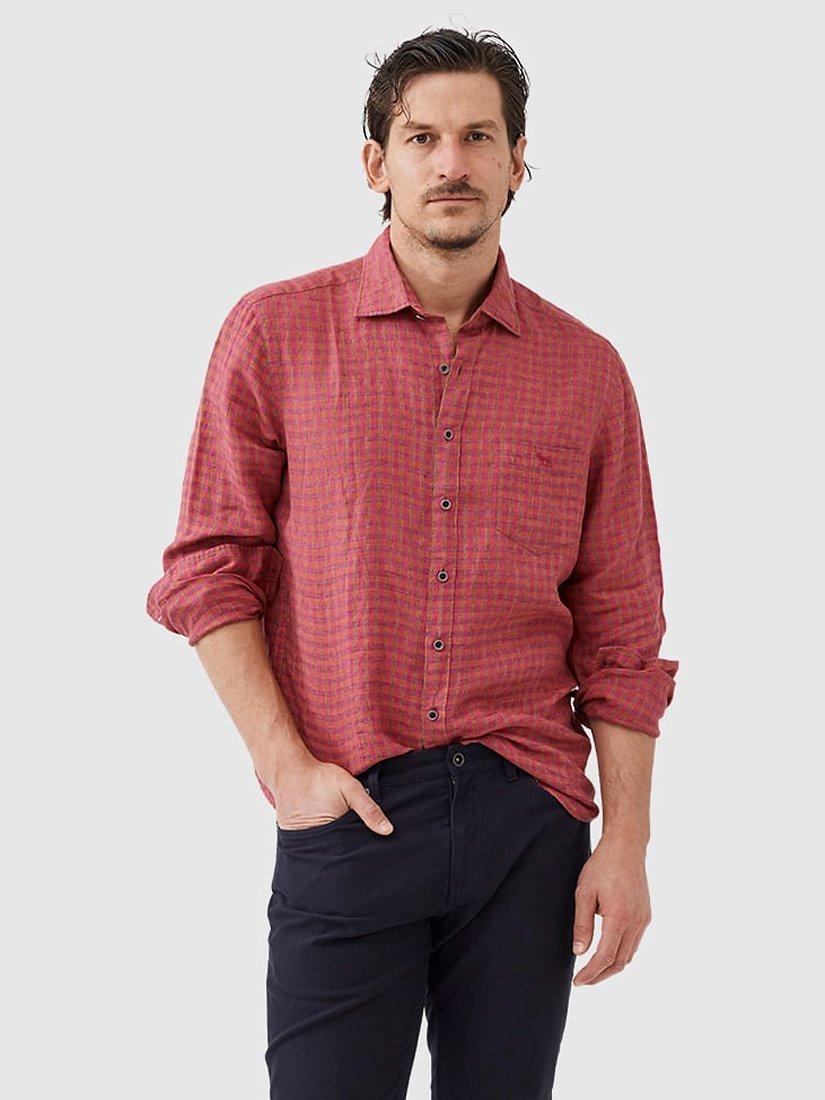 Rodd & Gunn Pine Avenue Linen Short Sleeve Shirt, Flamingo