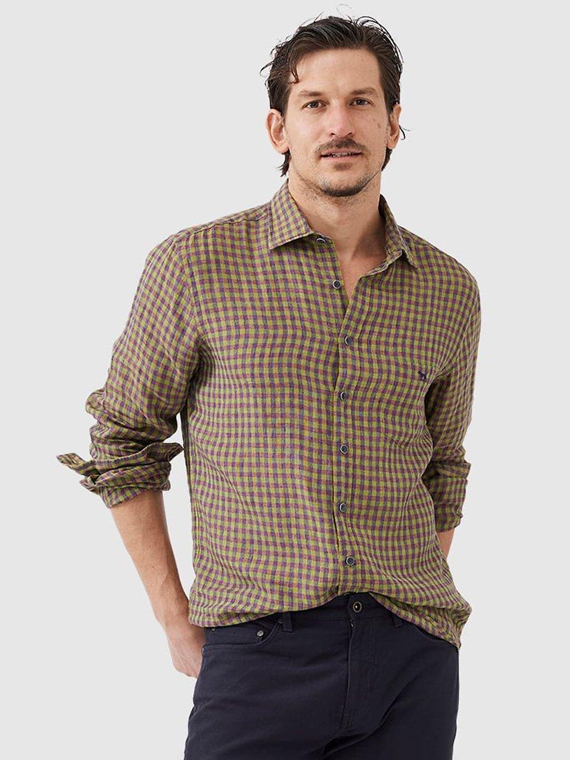 Rodd & Gunn Pine Avenue Linen Short Sleeve Shirt, Grass