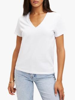 Good American Heritage Plain V-Neck T-Shirt, White