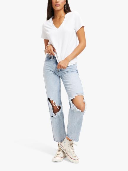 Good American Heritage Plain V-Neck T-Shirt - view 2, White