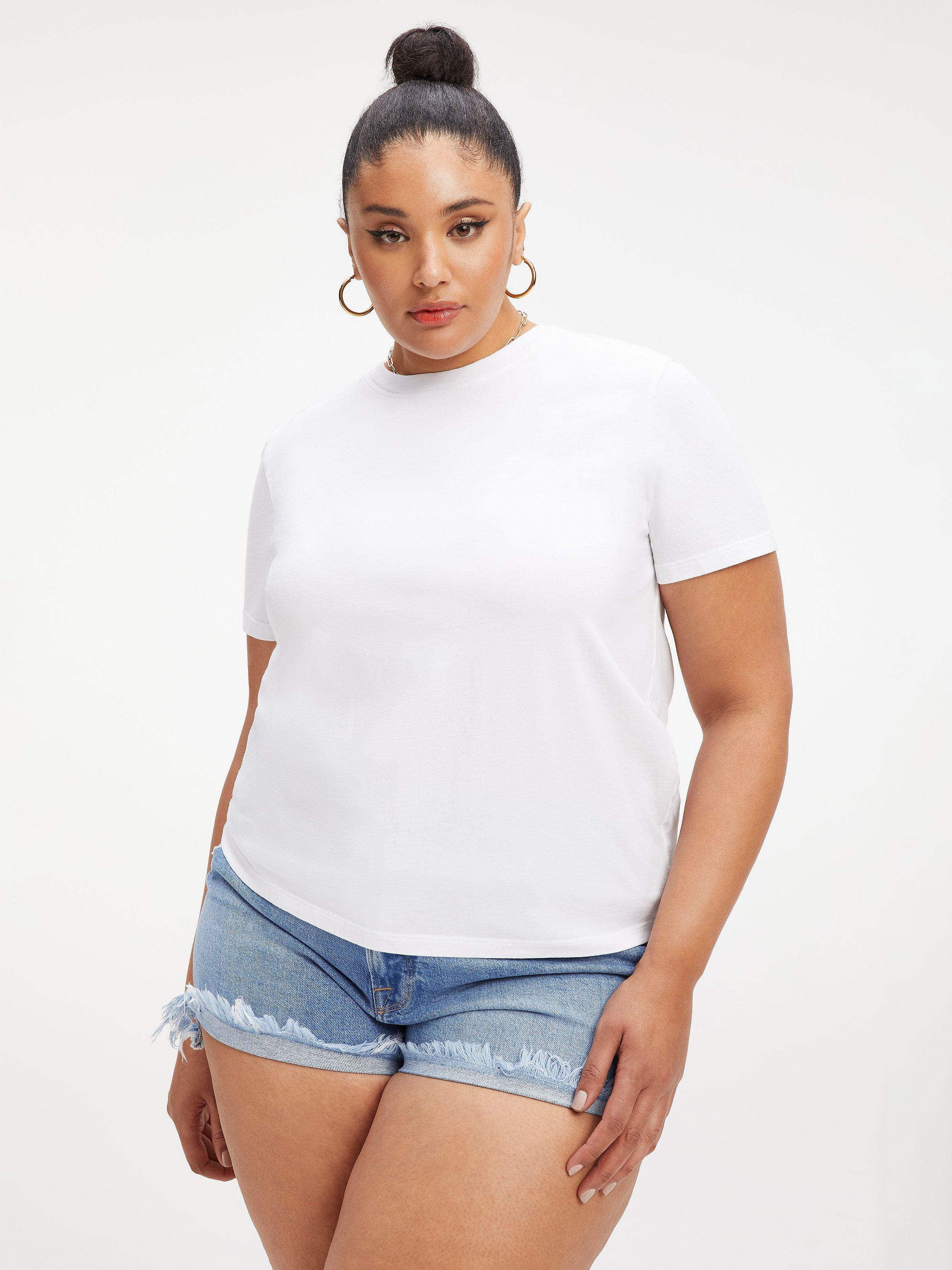 Product image 7 of 10, which shows Good American Heritage Plain Short Sleeve T-Shirt, White, S