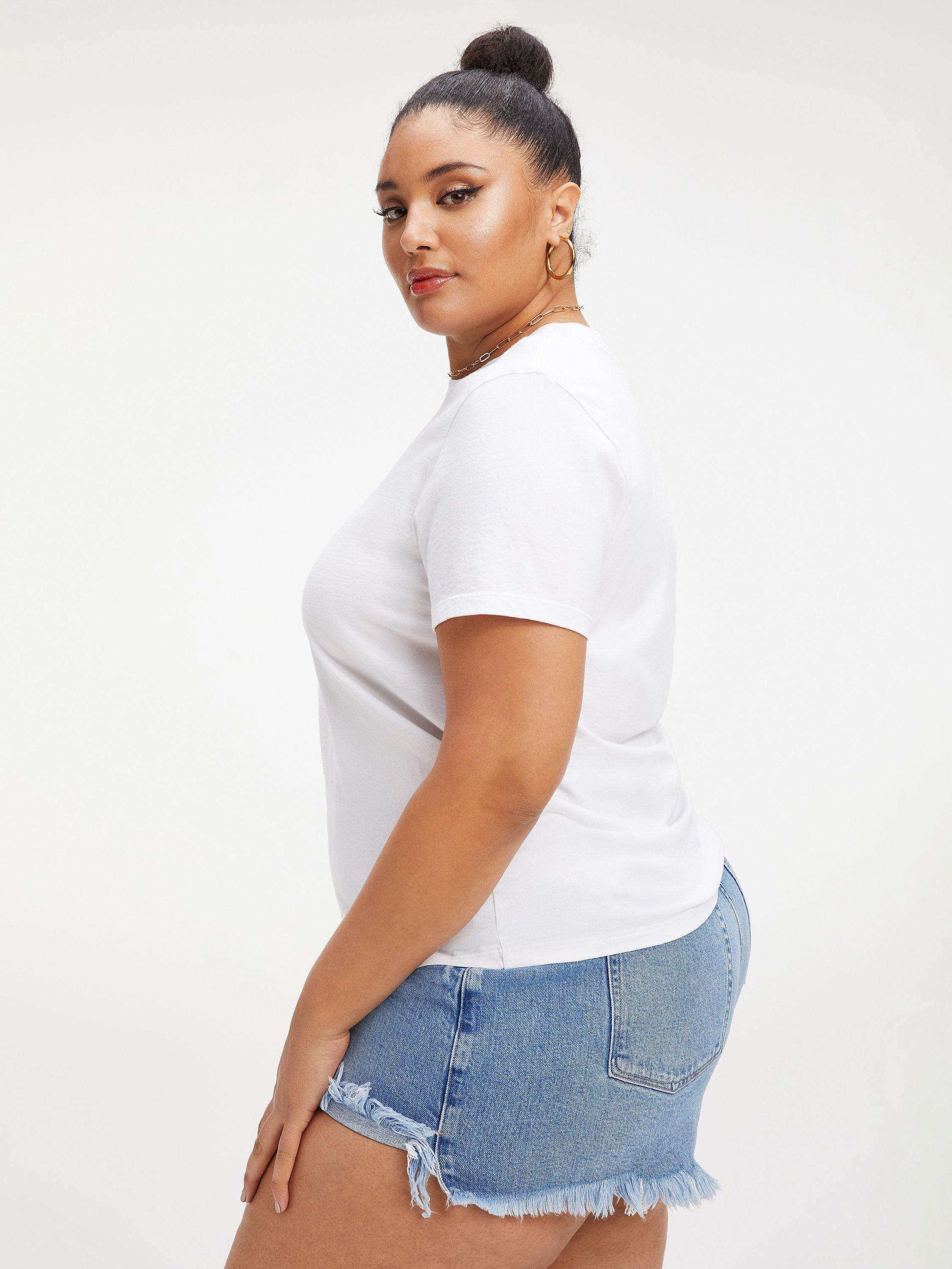 Product image 8 of 10, which shows Good American Heritage Plain Short Sleeve T-Shirt, White, S