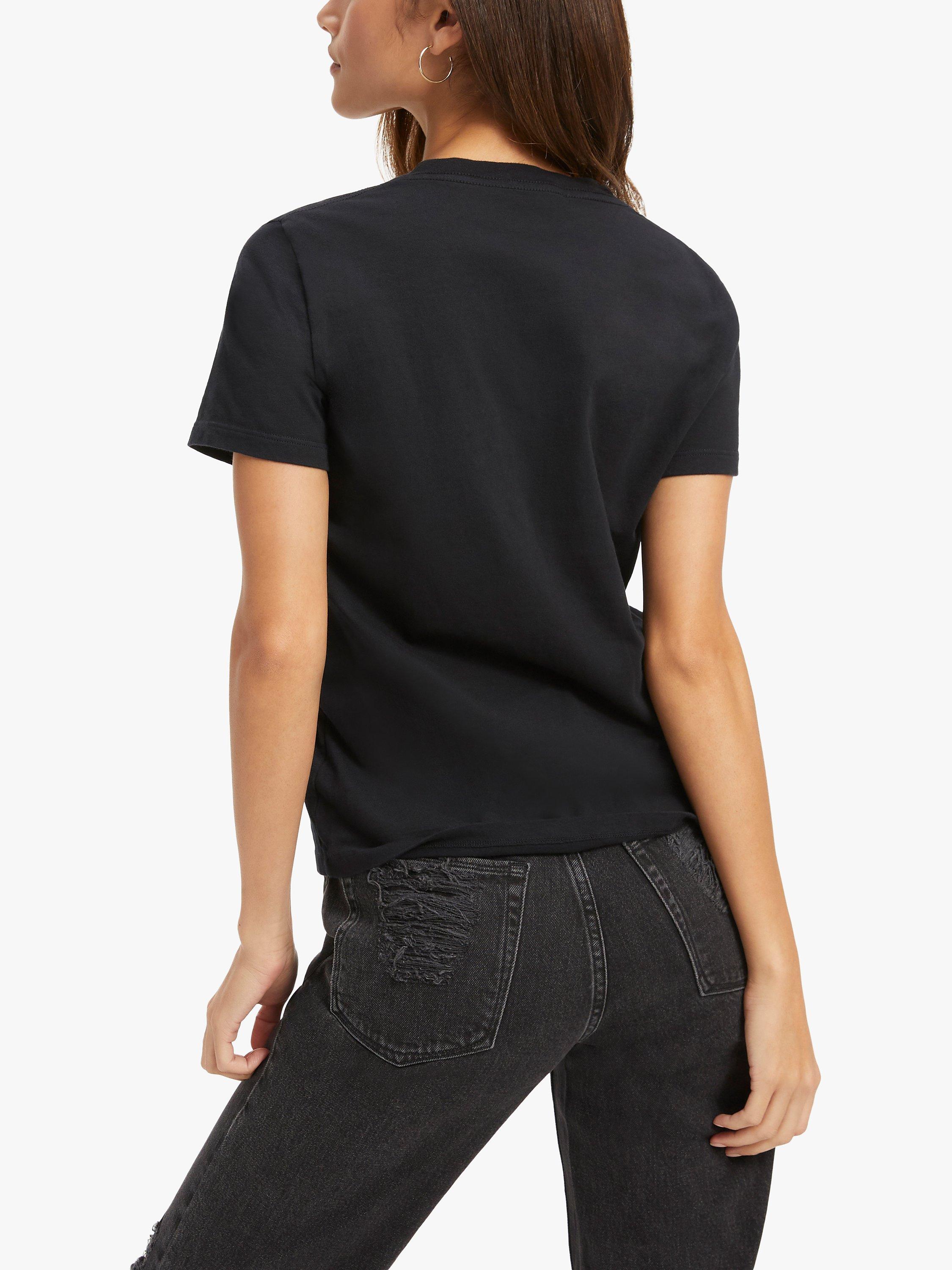 Product image 4 of 8, which shows Good American Heritage Plain V-Neck T-Shirt, Black, XS