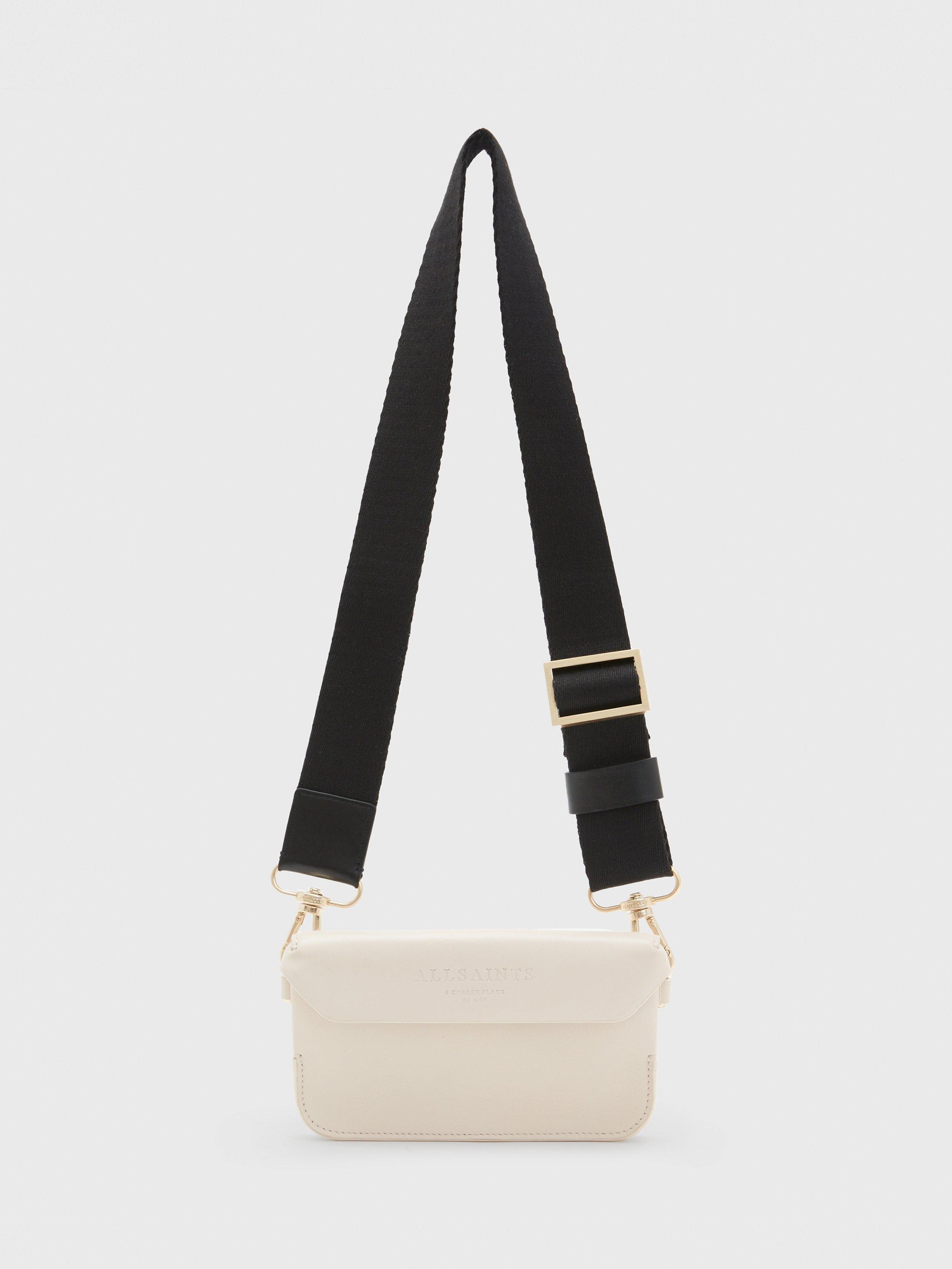 Product image 2 of 7, which shows AllSaints Zoe Leather Cross Body Bag, Ivory White, One Size