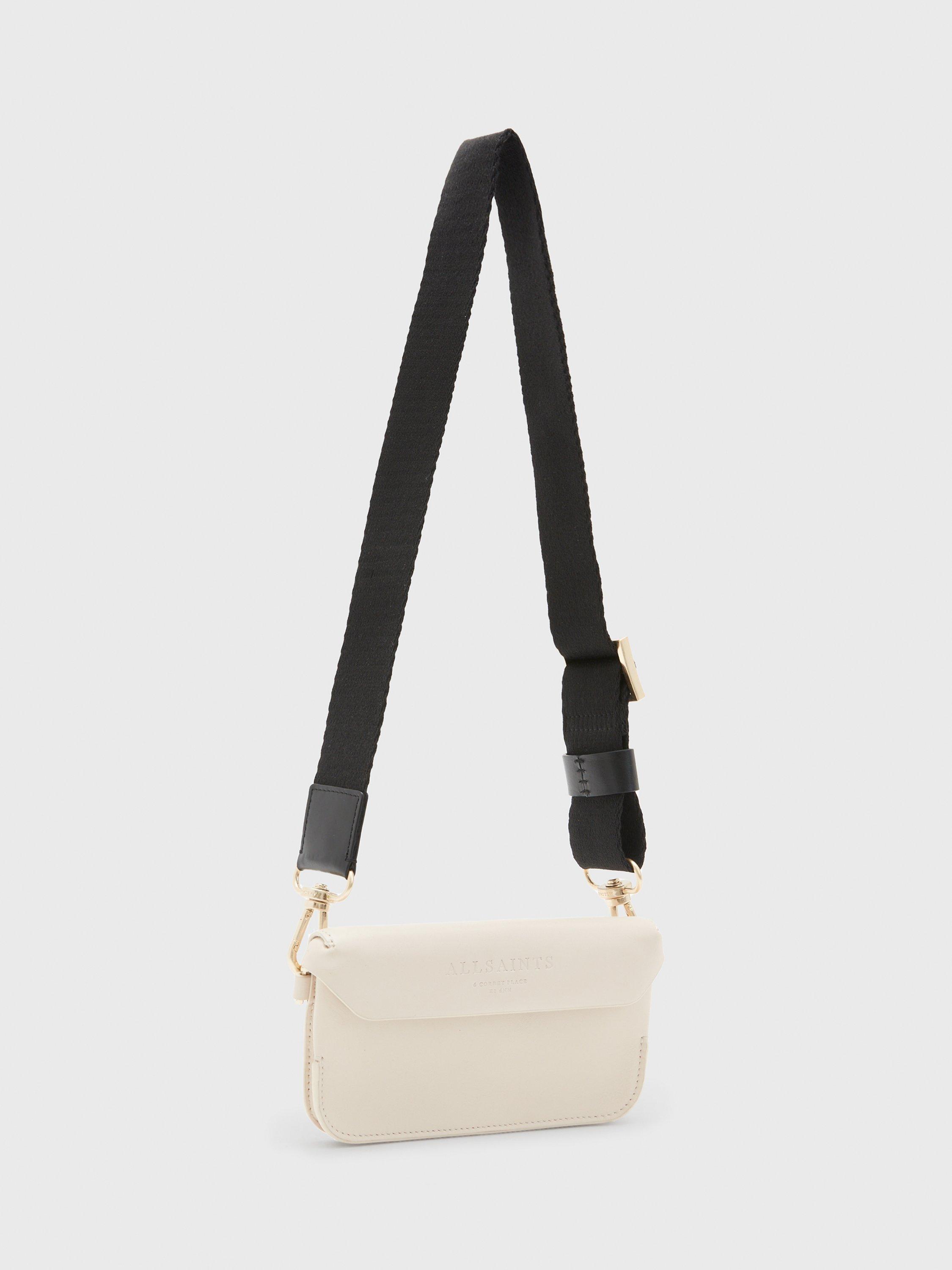 Product image 4 of 7, which shows AllSaints Zoe Leather Cross Body Bag, Ivory White, One Size