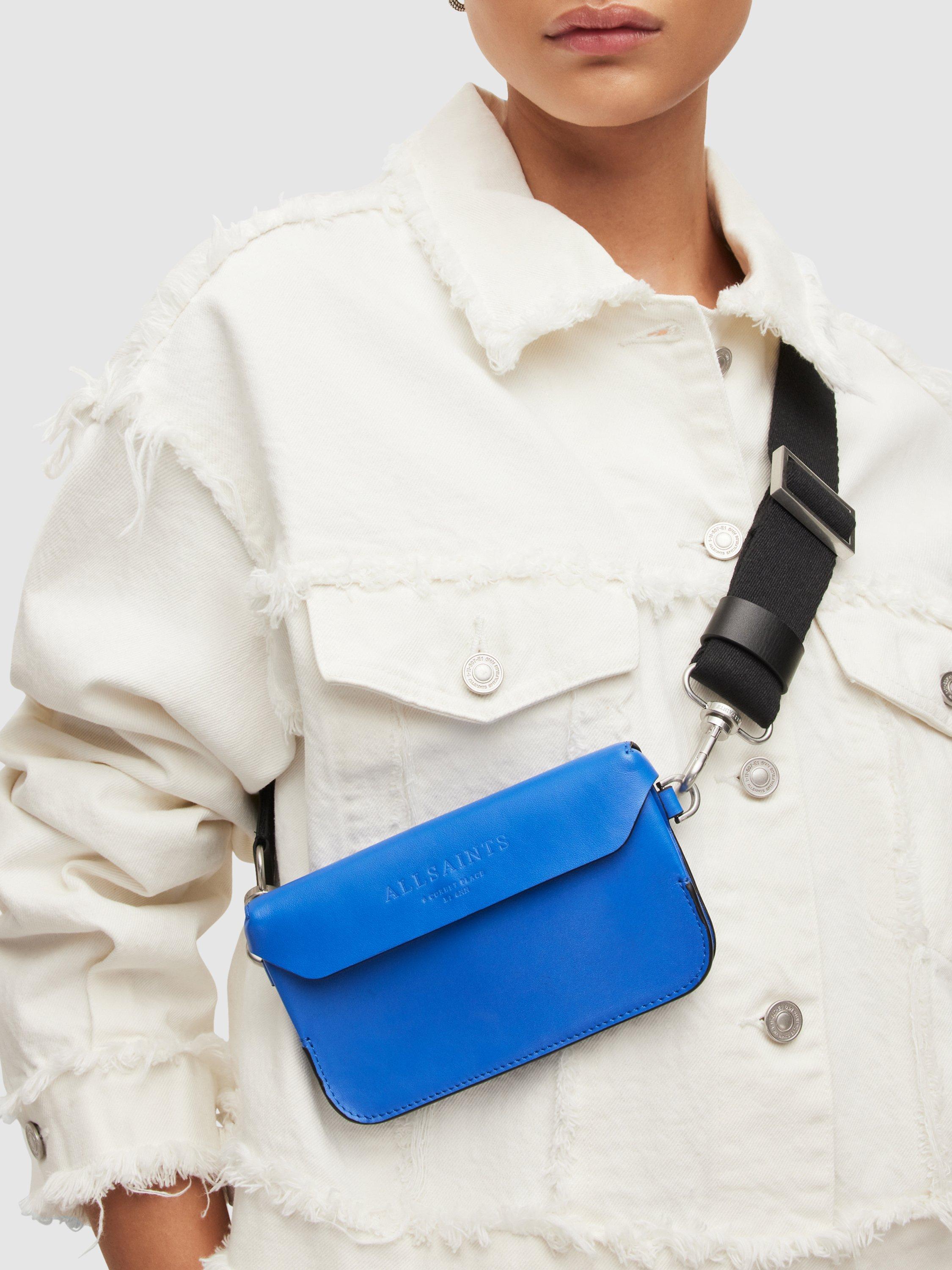 AllSaints Zoe Leather Cross Body Bag, Cala Blue, One Size