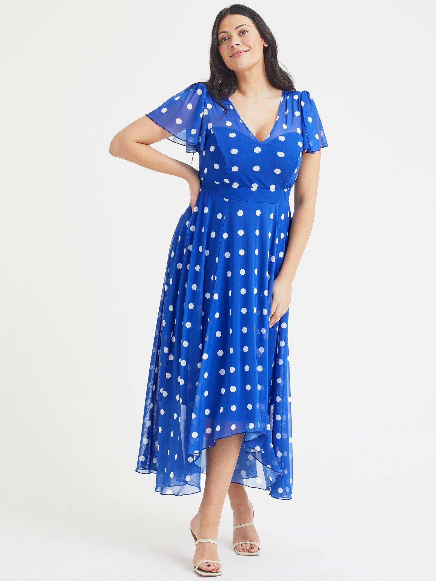 Scarlett & Jo Tilly Spot Dress, Blue/White