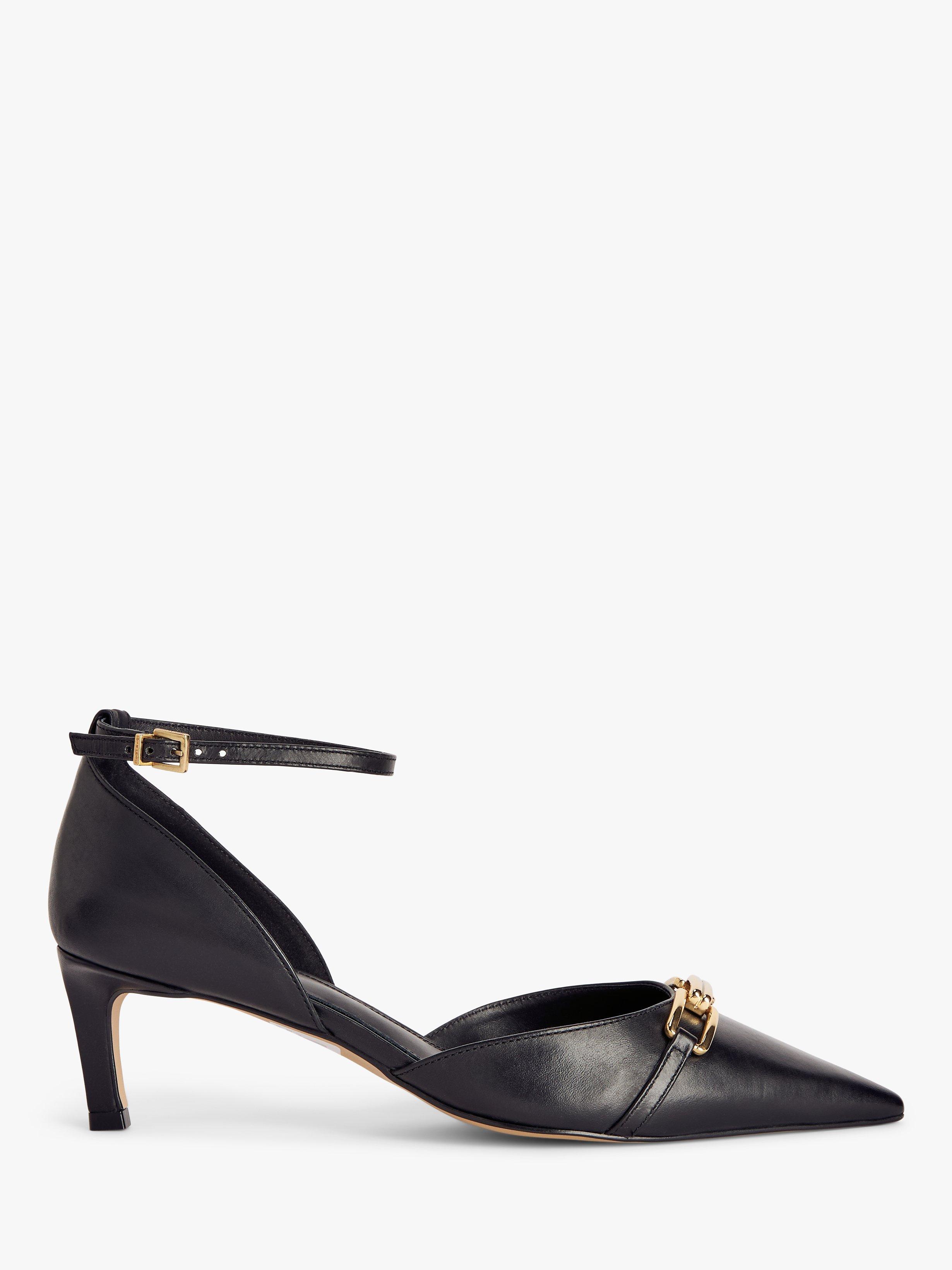 John Lewis Bellini Leather Snaffle Trim Mid Heel Slingback Open Court Shoes