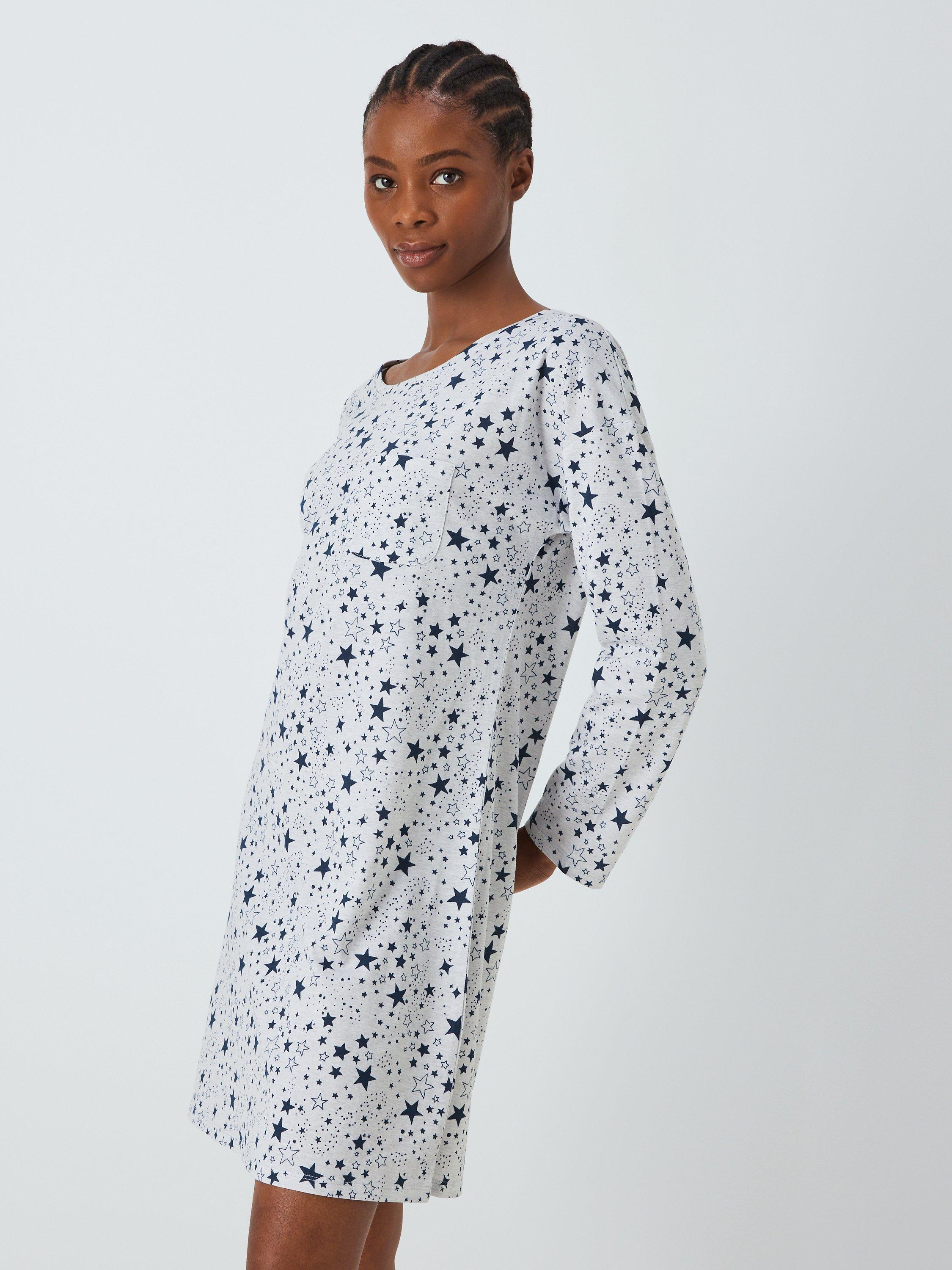 John Lewis Star Long Sleeve Sleep Tee, Grey
