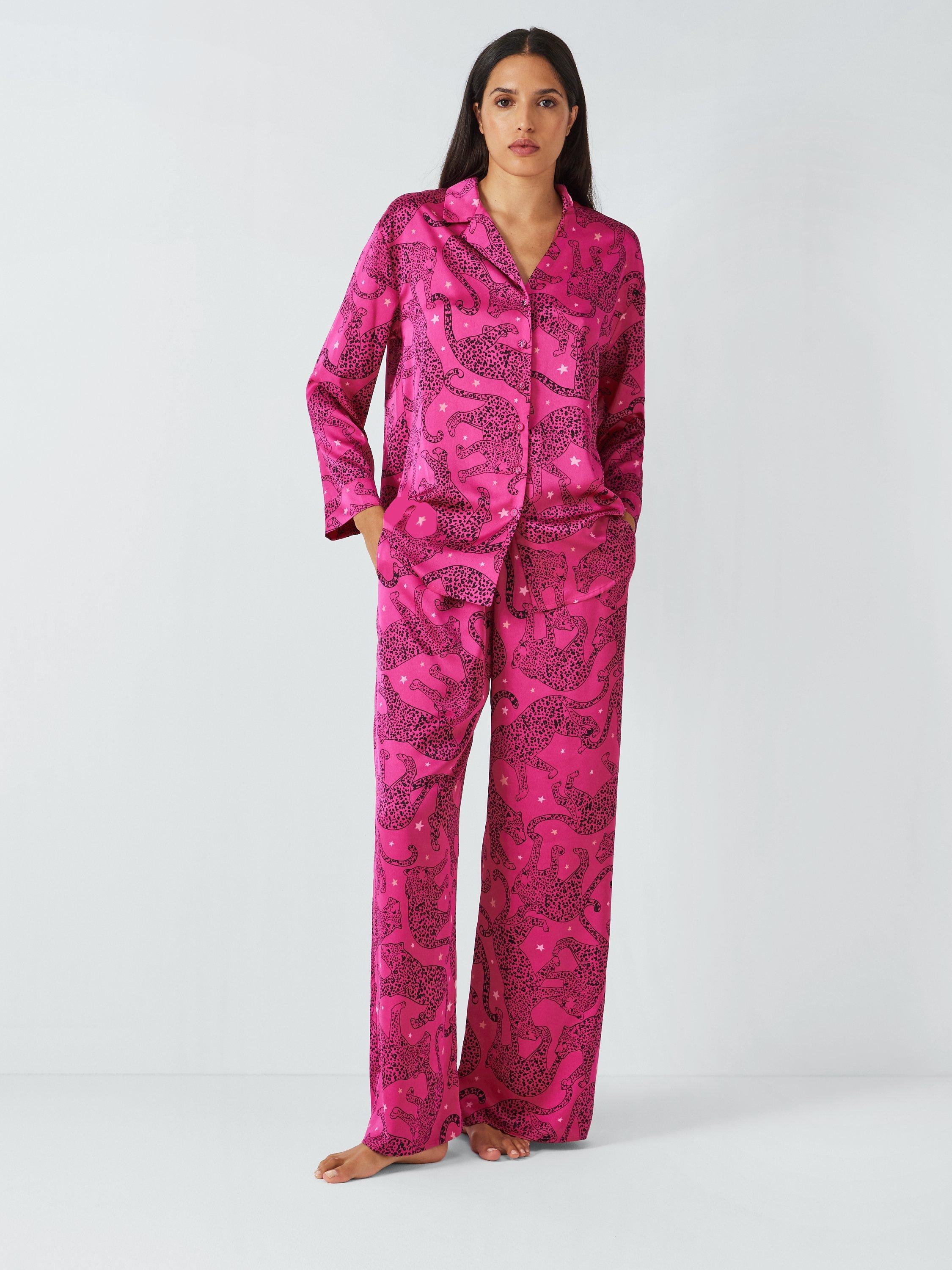 AND/OR Wildcat Satin Shirt Pyjama Set, Pink