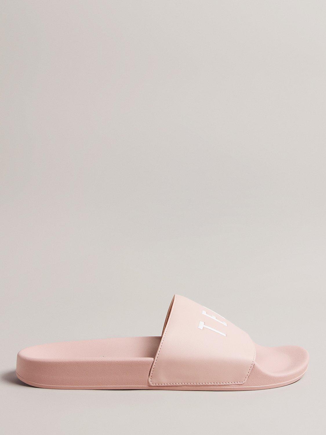Ted Baker Ased Embossed Branded Slider Sandals, Pastel Pink