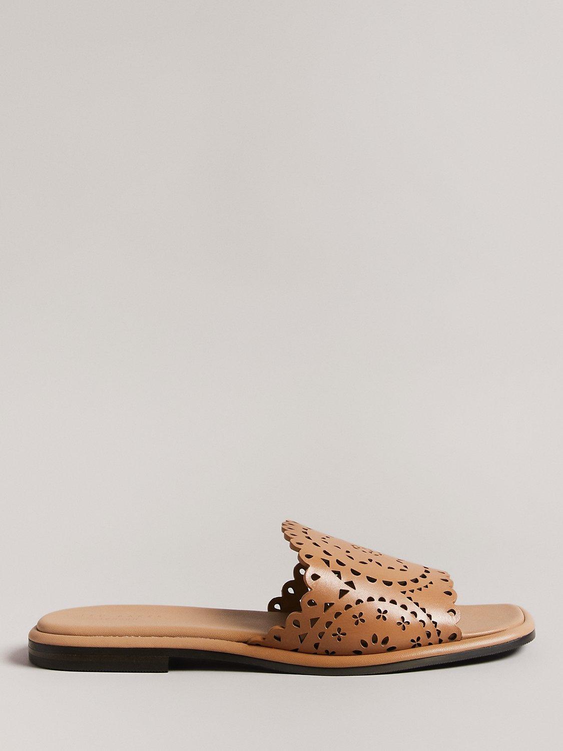 Ted Baker Clovei Slider Leather Sandals, Lt-brown