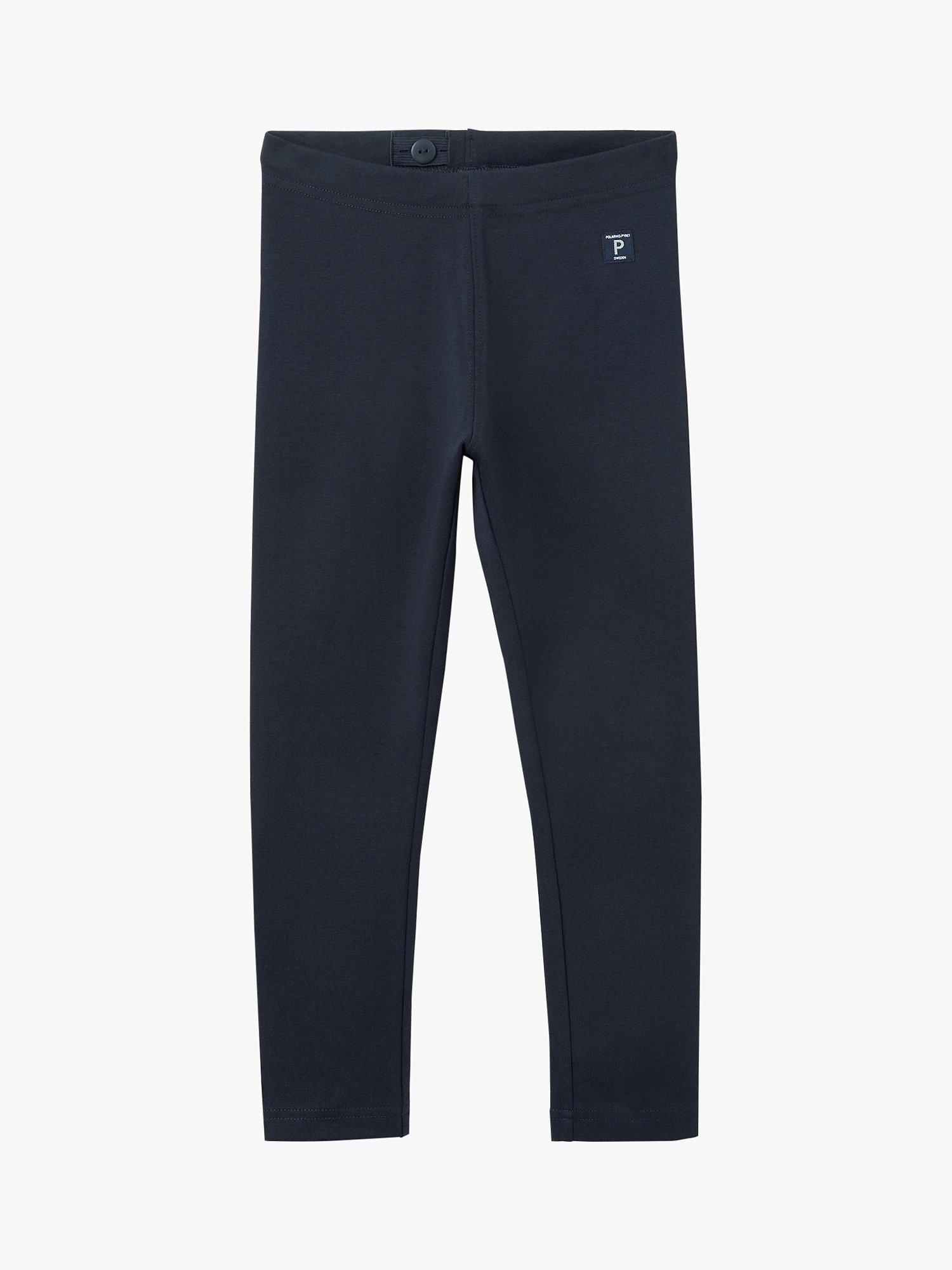 Product image 1 of 2, which shows Polarn O. Pyret Kids' Adjustable Waistband Leggings, Blue, 12-18 months