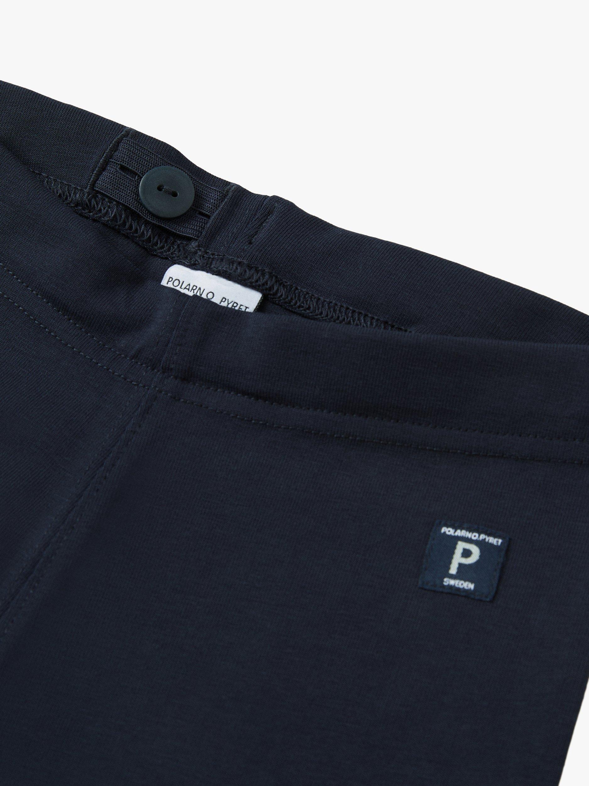 Product image 2 of 2, which shows Polarn O. Pyret Kids' Adjustable Waistband Leggings, Blue, 12-18 months