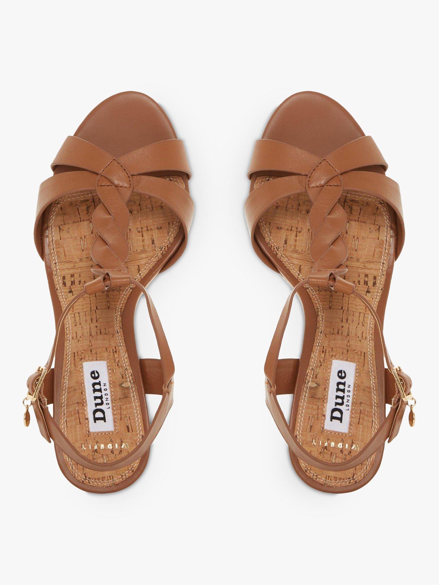 Product image 3 of 6, which shows Dune London Koala Wide Fit Leather Wedge Heel Sandals, Tan, 3