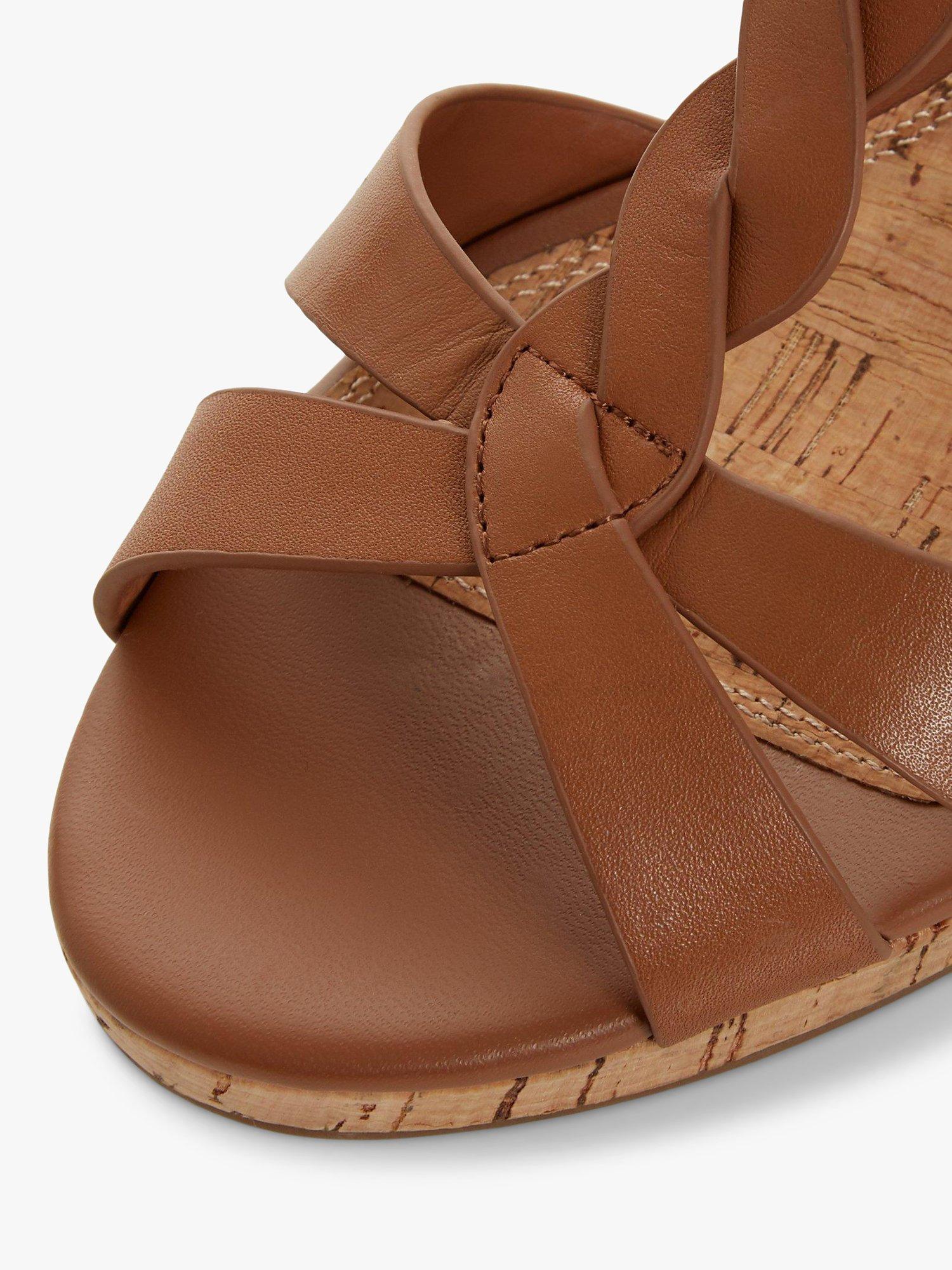 Product image 6 of 6, which shows Dune London Koala Wide Fit Leather Wedge Heel Sandals, Tan, 3