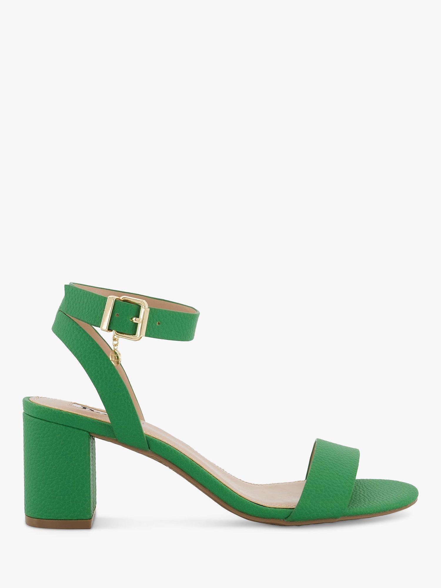 Dune Memee Block Heel Sandals, Green-synthetic