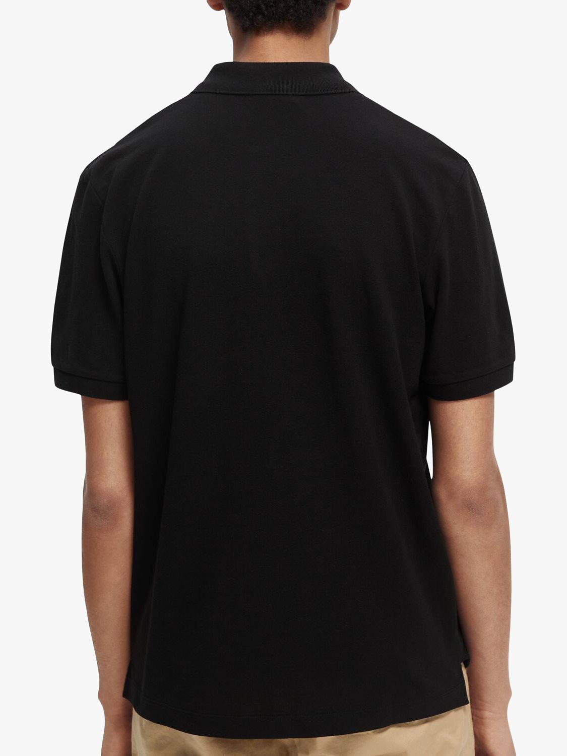 Product image 2 of 5, which shows Scotch & Soda Short Sleeve Pique Polo Shirt, 0008 - Black, M