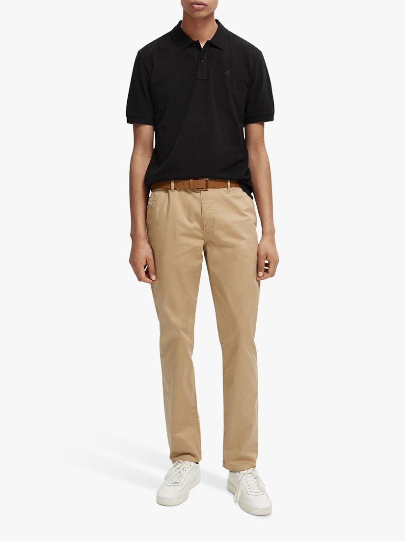 Product image 3 of 5, which shows Scotch & Soda Short Sleeve Pique Polo Shirt, 0008 - Black, M
