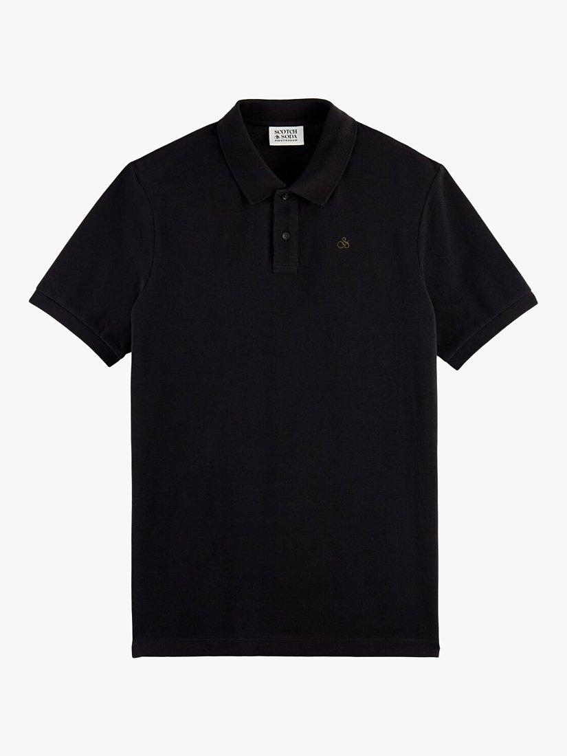 Product image 4 of 5, which shows Scotch & Soda Short Sleeve Pique Polo Shirt, 0008 - Black, M