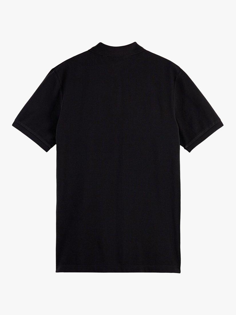 Product image 5 of 5, which shows Scotch & Soda Short Sleeve Pique Polo Shirt, 0008 - Black, M